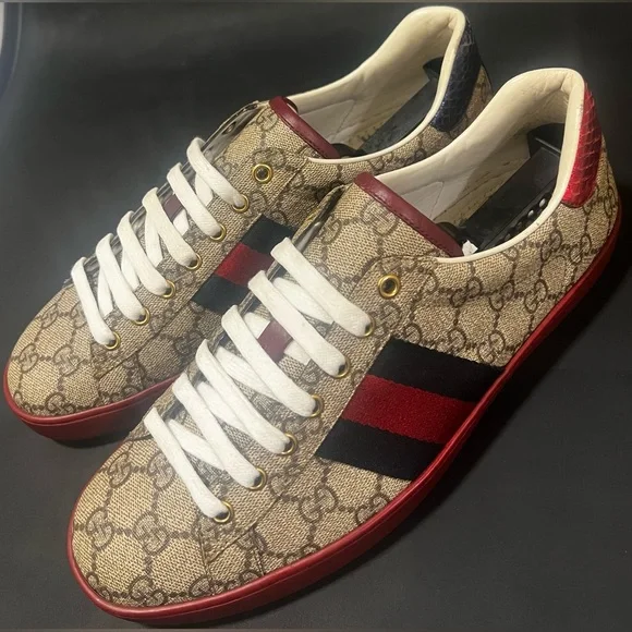 GUCCI ACE GG SUPREME RED SNEAKER | SIZE 8G 9US | 429445 - Picture 3 of 13